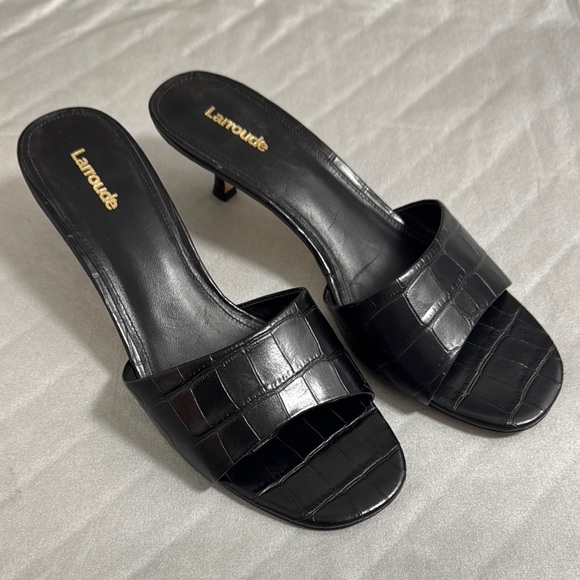 Larroude Black Croc-Embossed Heels - Picture 1 of 11